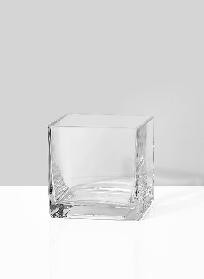 4in Clear Glass Cube Vase