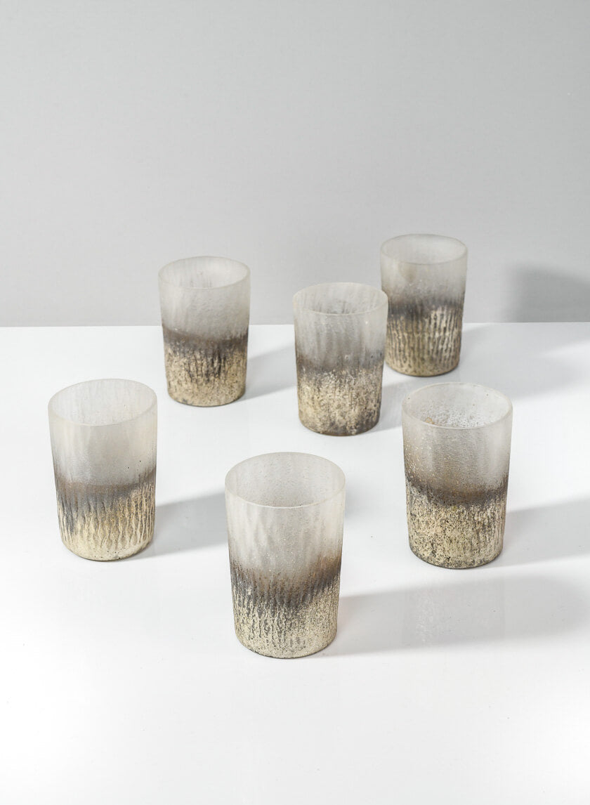 3in Ombre Gold Frost Glass Votive Holder