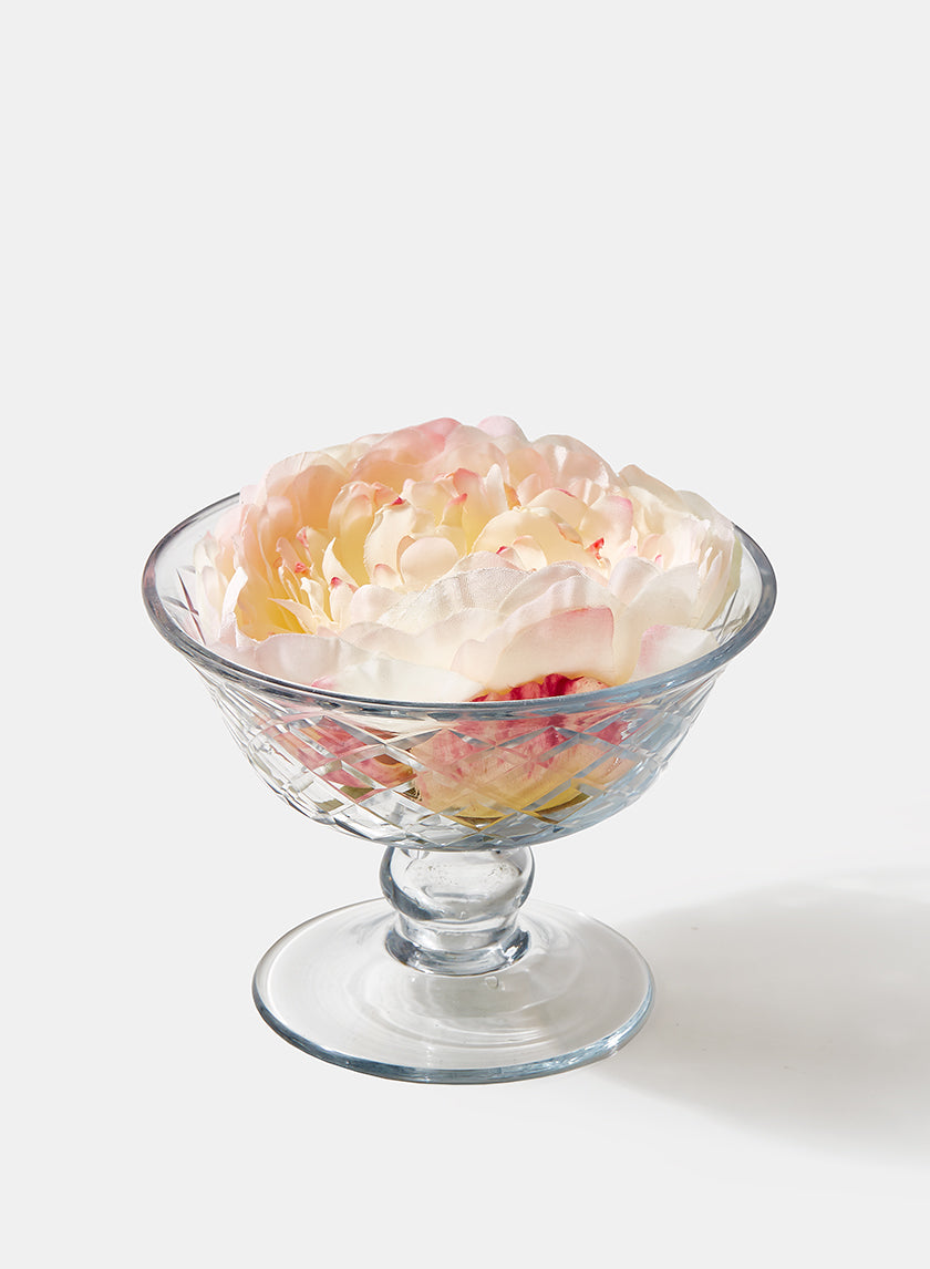 Diamond Cut Glass Pedestal Bowl, 4 1/2 x 3  1/2in