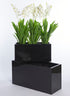 23 1/2in & 31 1/12in Glossy Black Rectangular Light Fiberstone Planter