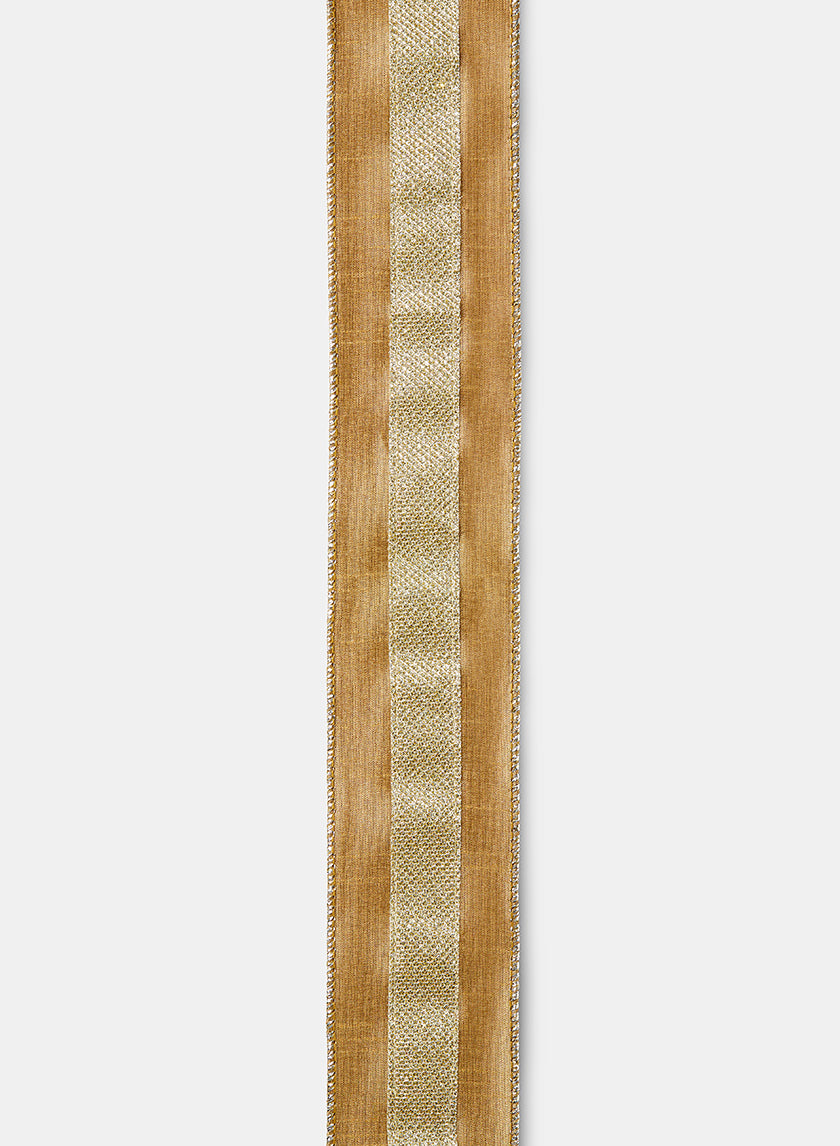 Glitter Stripe Gold Dupioni Ribbon