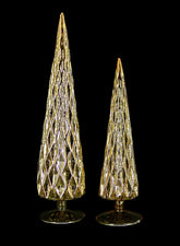 13in & 14 Â½in Gold Diamond Glass Christmas Tree