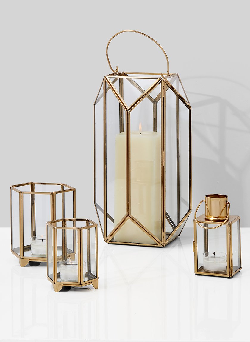 5  1/4in Gold Square Lantern