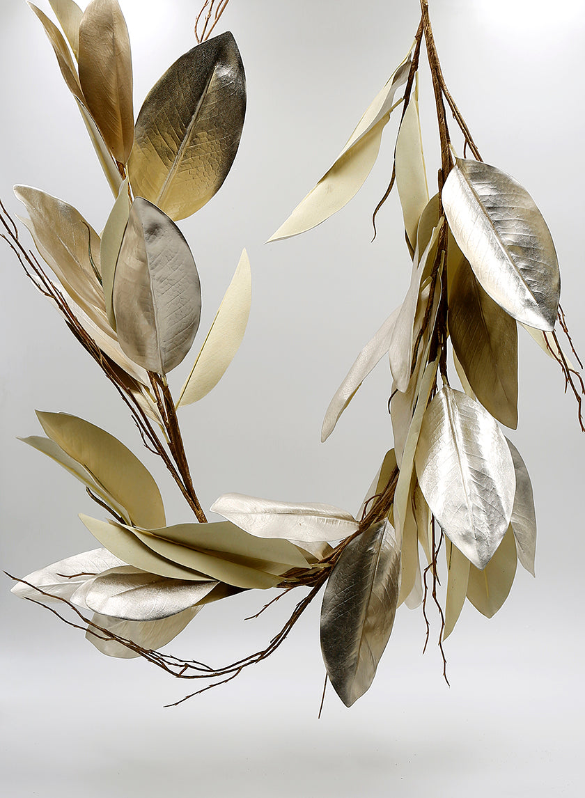 47in Gold Magnolia Leaf Garland