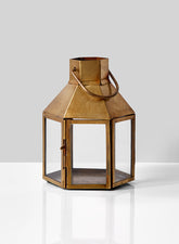 5  1/2in Rustic Brass Hexagon Lantern