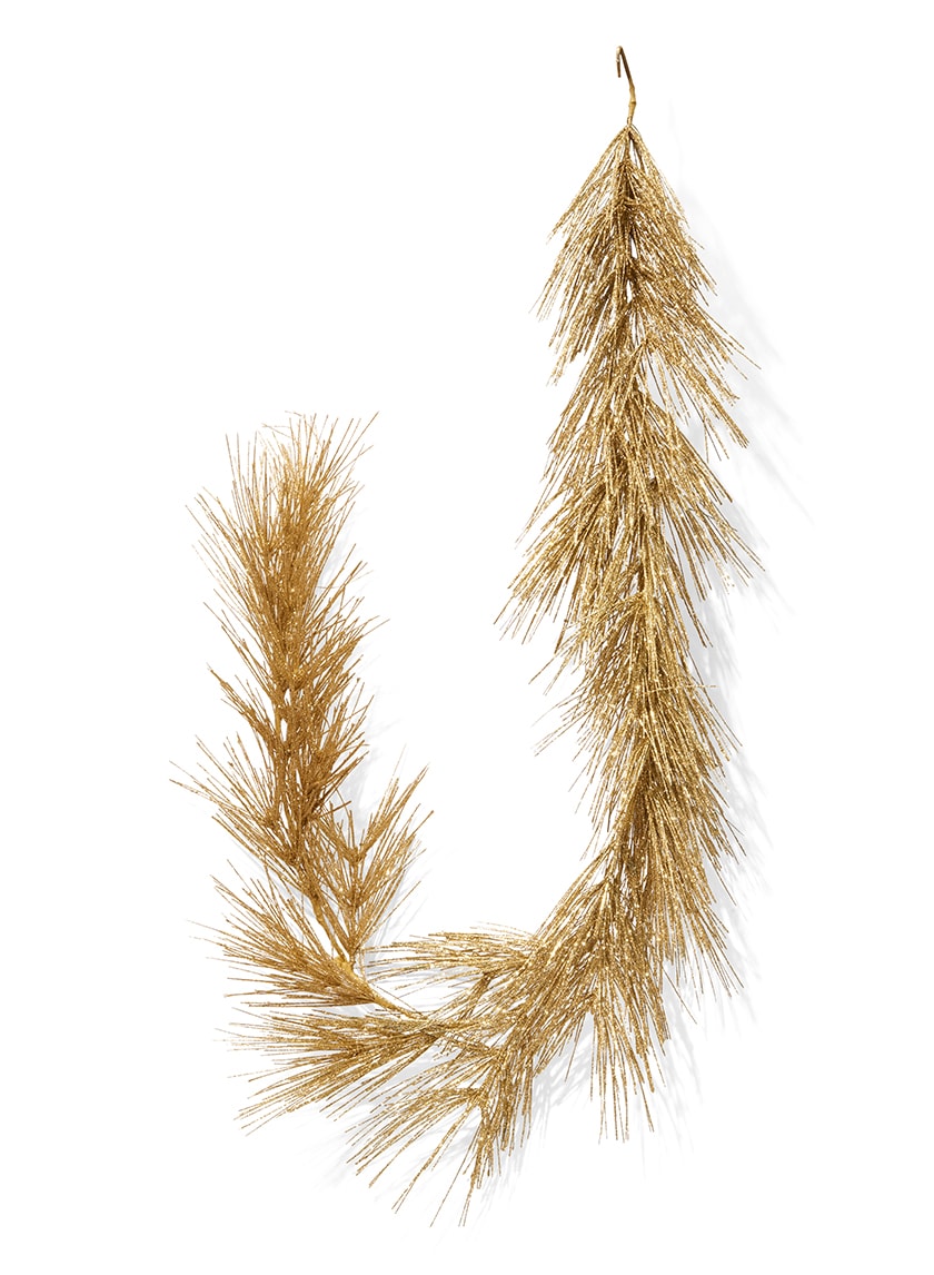 5ft Gold Glitter Long Pine Garland