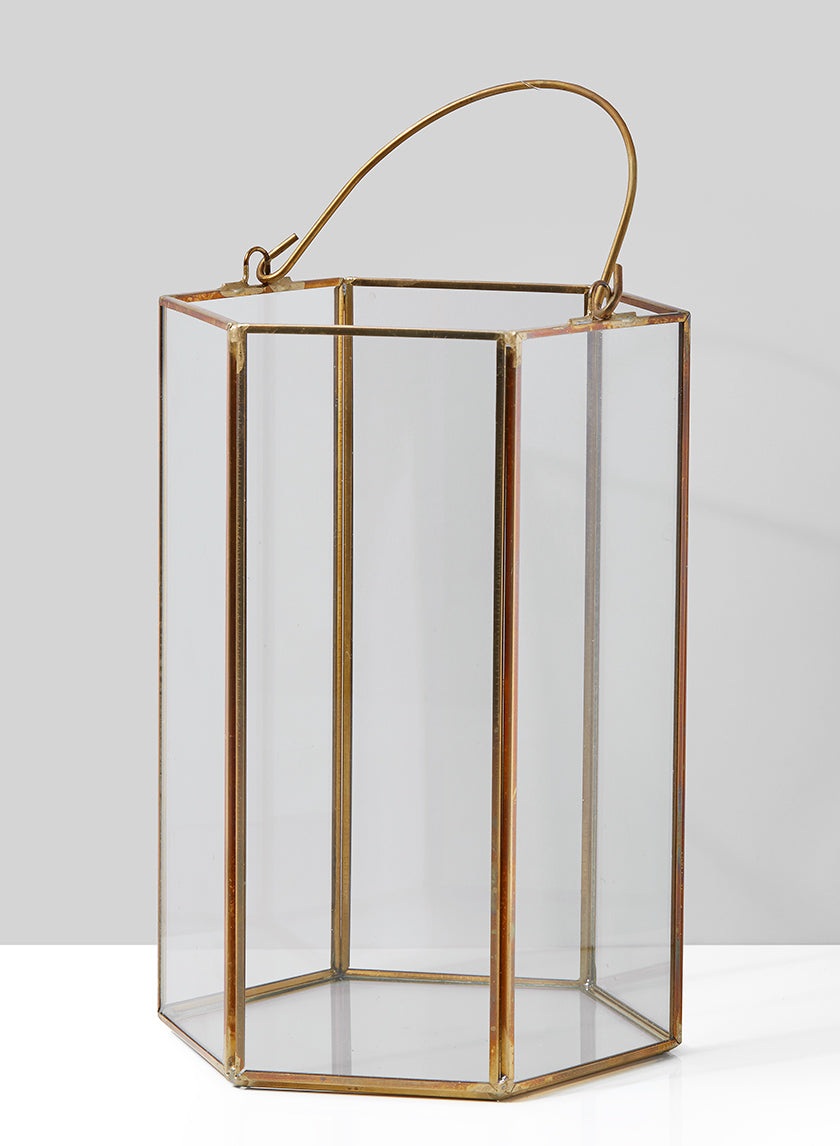 8in Gold Hexagon Lantern