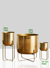 12 Â¾in, 23in, & 26in High Gold Soho Planter With Stand