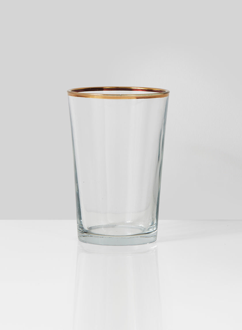 Tapered Glass Votive Holder With Gold Rim