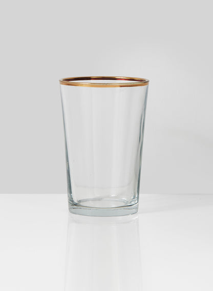 Tapered Glass Votive Holder With Gold Rim