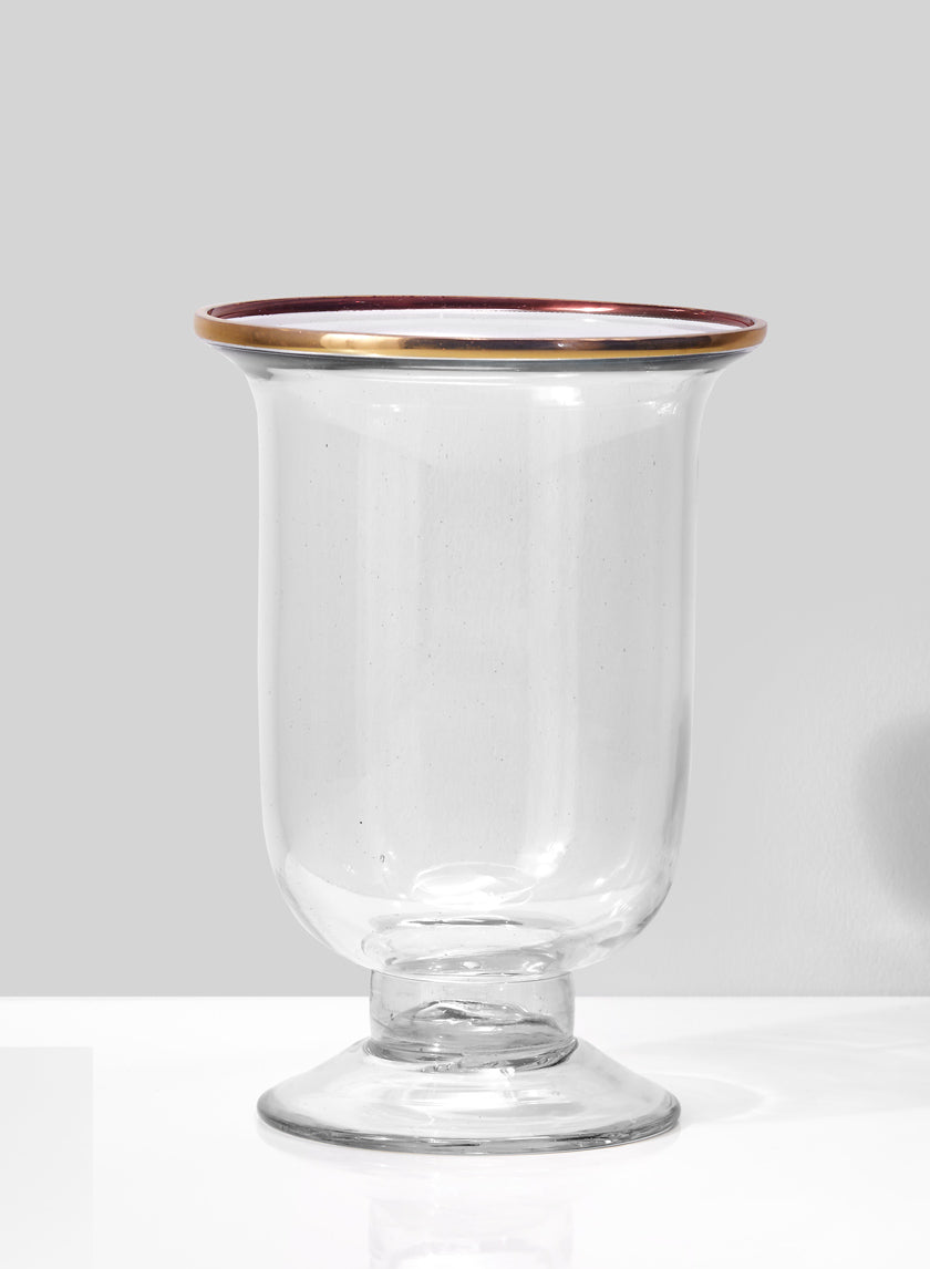 5 3/4in Pedestal Vase With Gold Rim