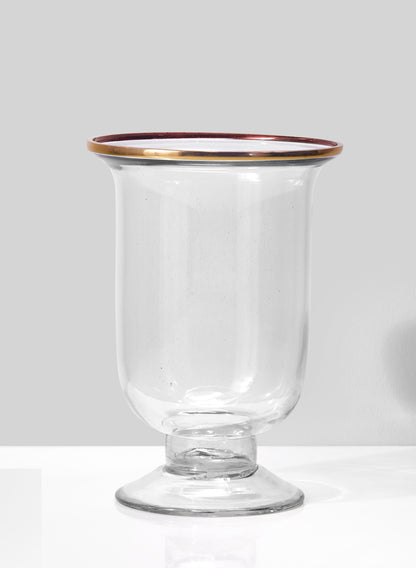 5 3/4in Pedestal Vase With Gold Rim