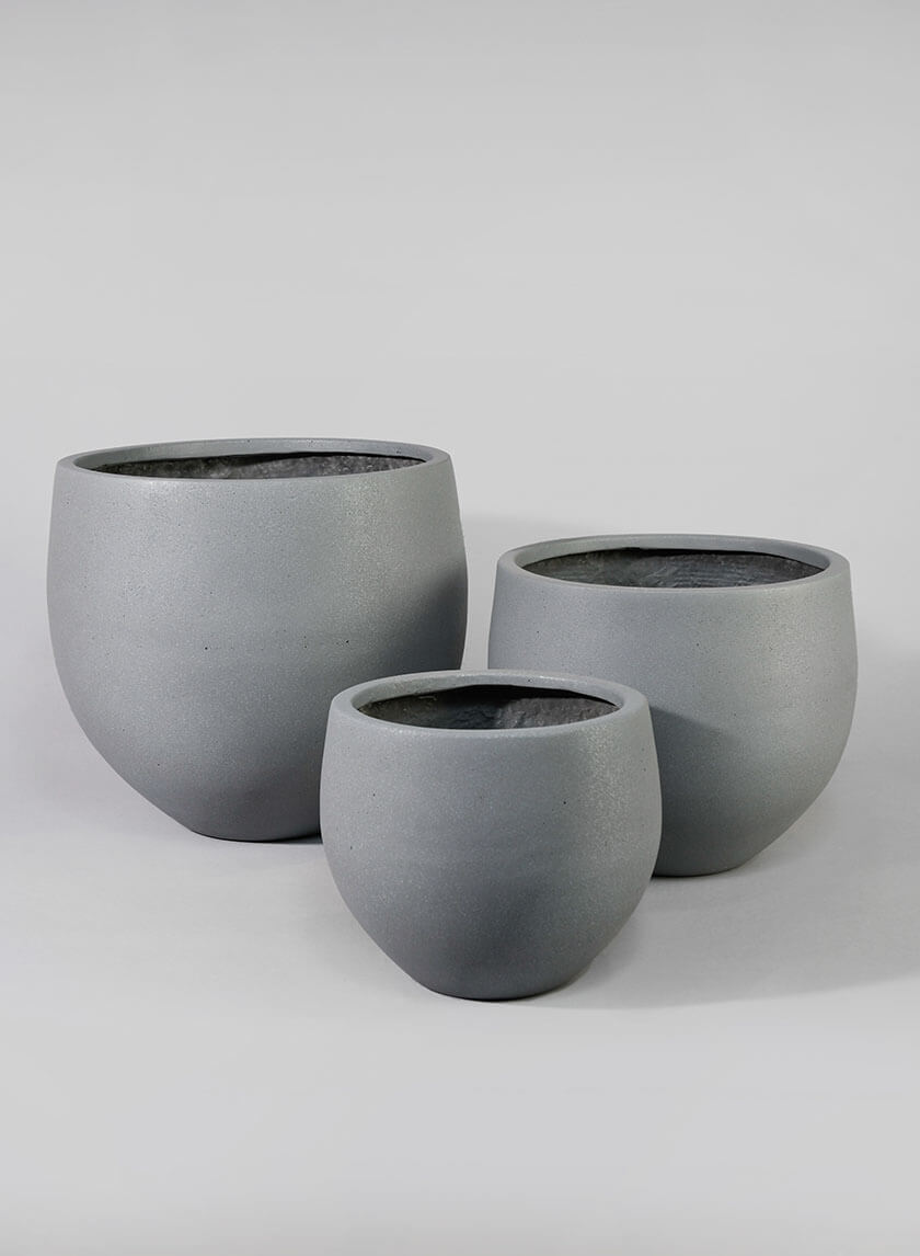 9in Skyphos Grey Fiberstone Pot