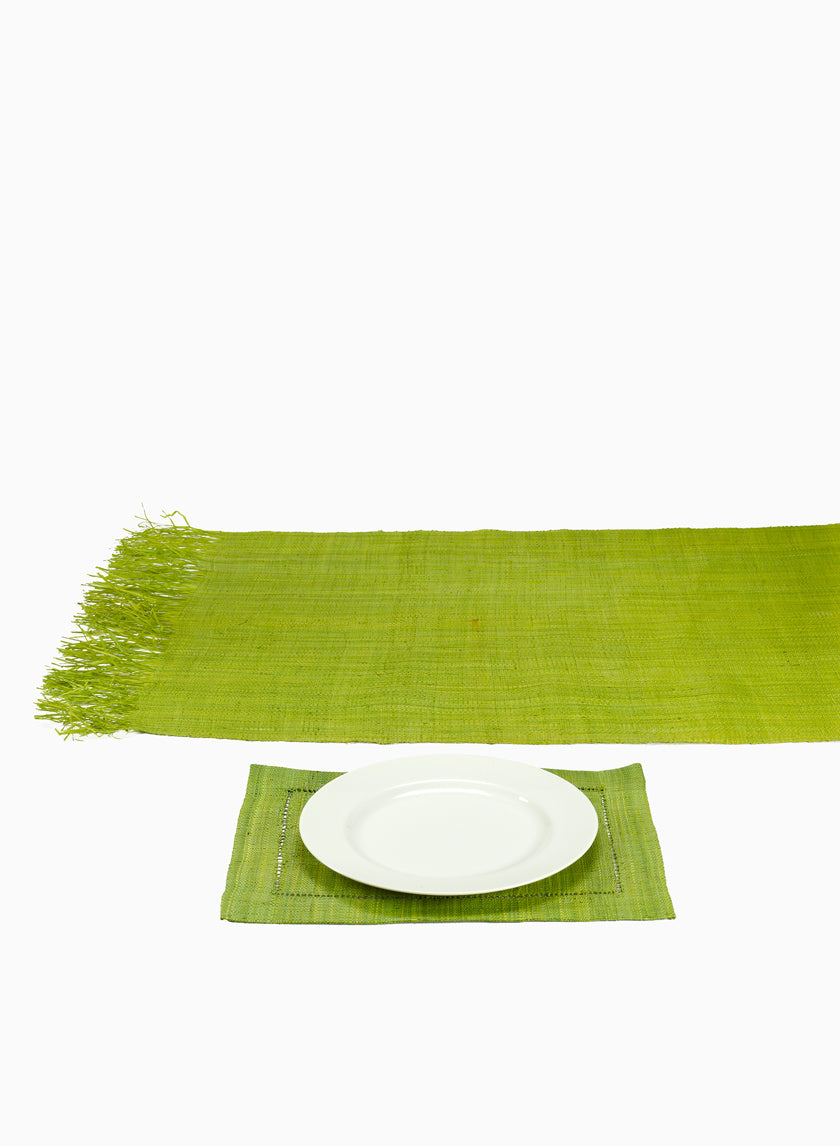 Green Raffia Runner &amp; Placemats