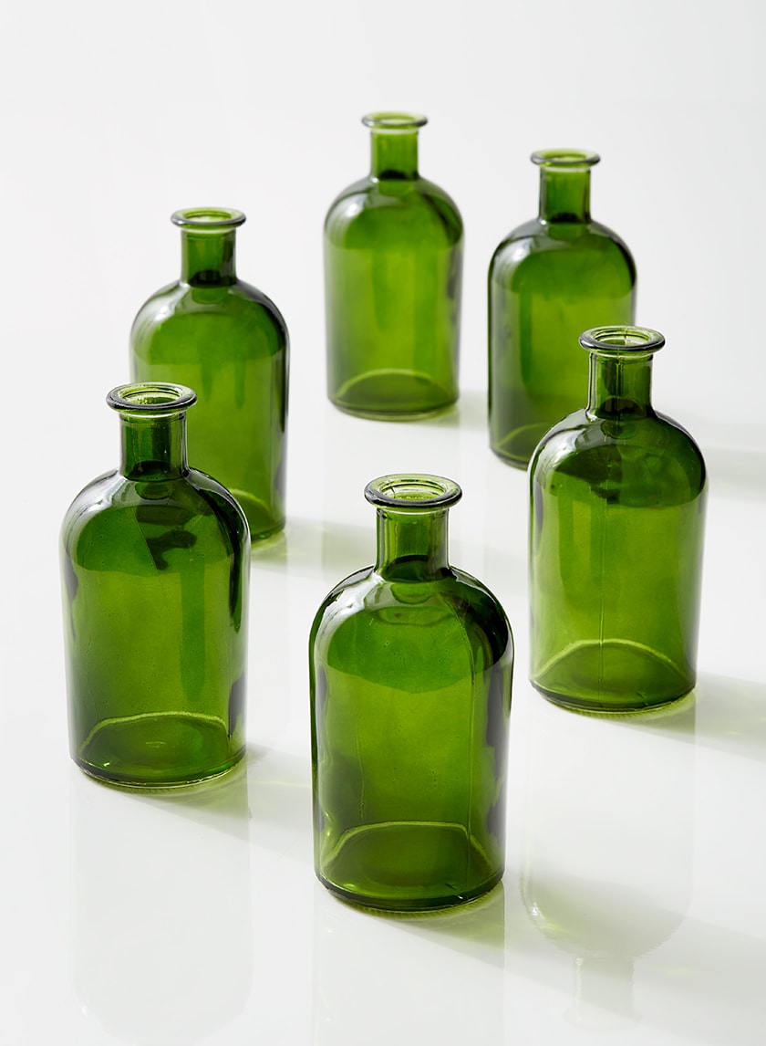 Dark Green Medicine Bottle Bud Vase