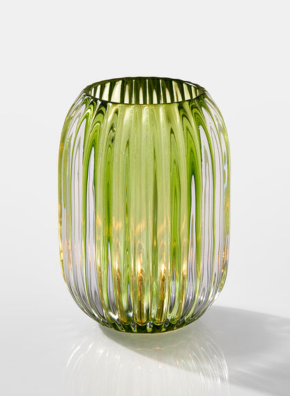 5in Green Optical Glass Votive Holder