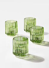 Green Pleated Glass Tea Light Holder