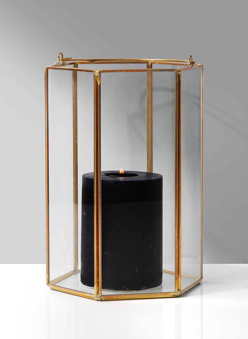 8in Gold Hexagon Lantern