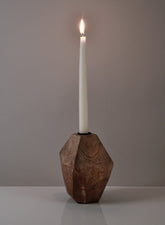 6in Inca Wood Block Candlestick