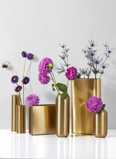 Bretagne Matte Gold Steel Capsule Vase, 8  1/2in H