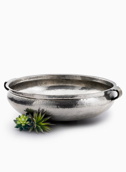 18 1/2in Antiqued Silver Handi Bowl