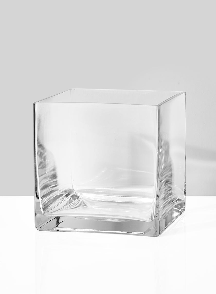 5  3/4in Clear Glass Cube Vase