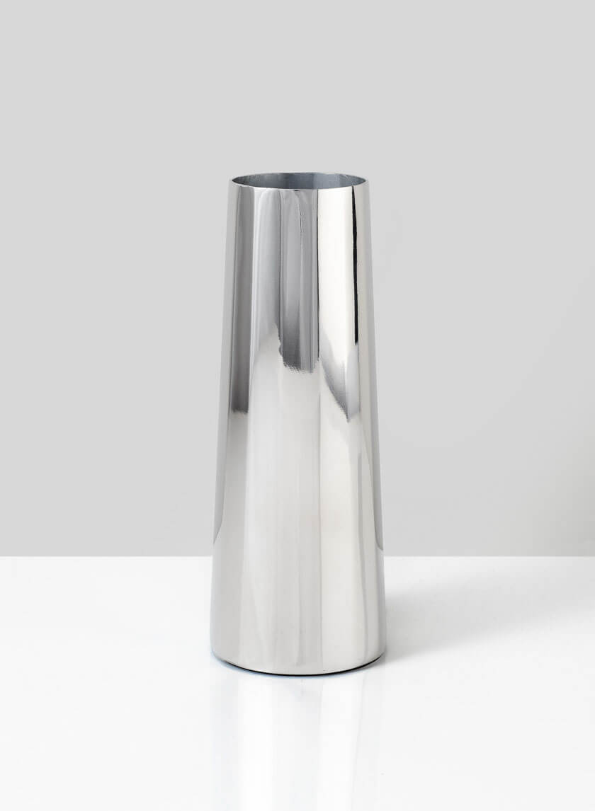 6in Le Mans Silver Faceted Vase