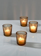 Light Amber Fluted Glass Votive Holder