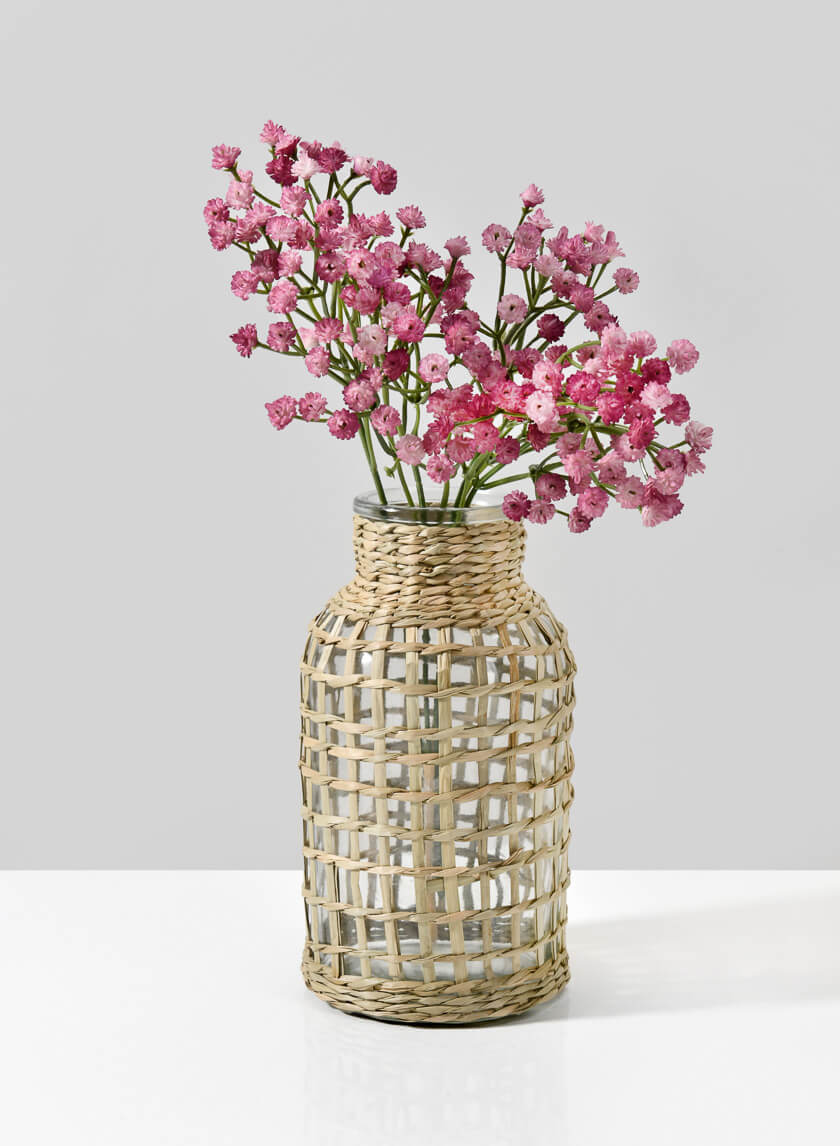 Los Cabos Rattan Glass Vases