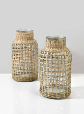 Los Cabos Rattan Glass Vases