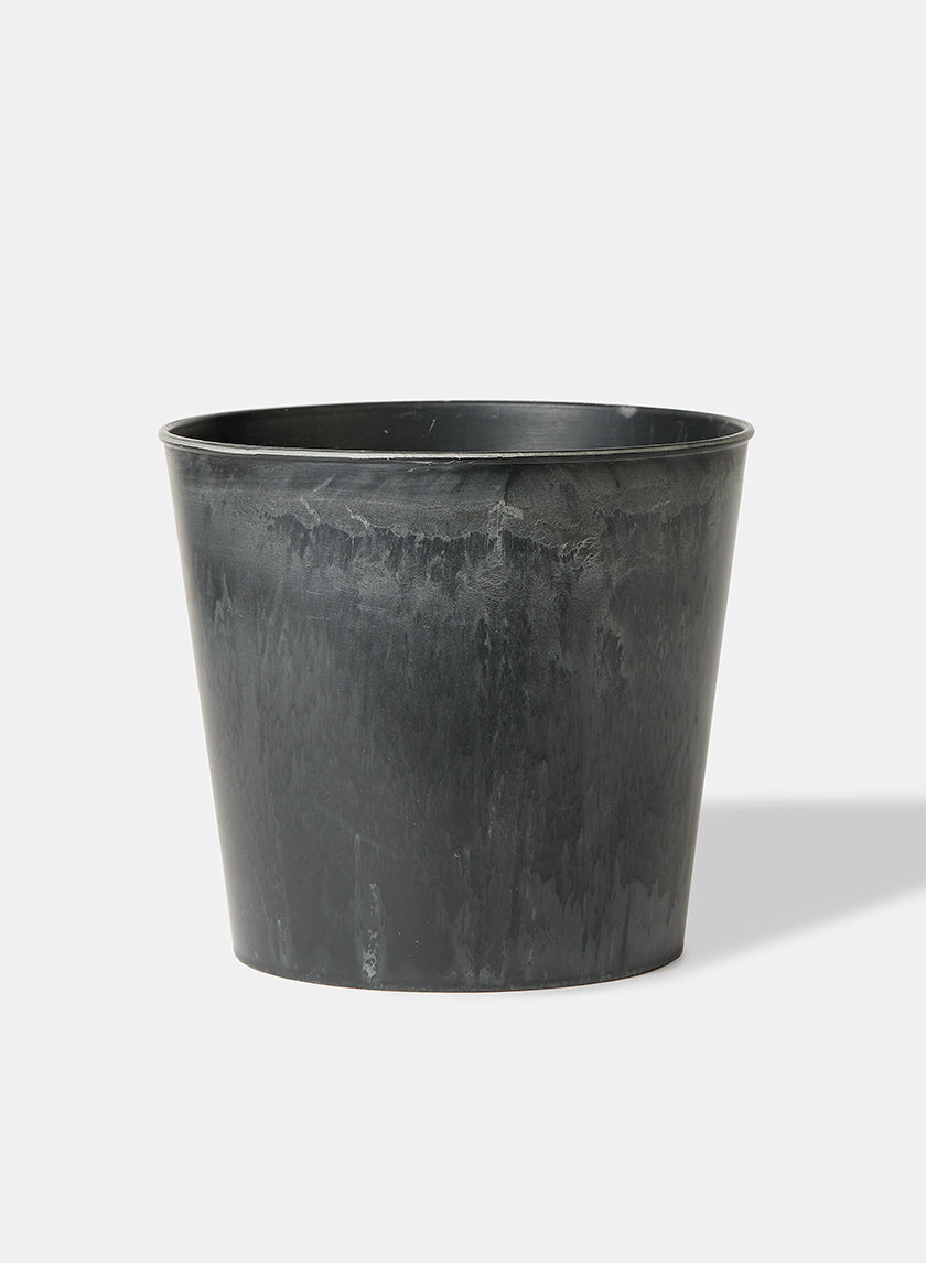 9in Aged Black Wide Mouth Flower Bucket