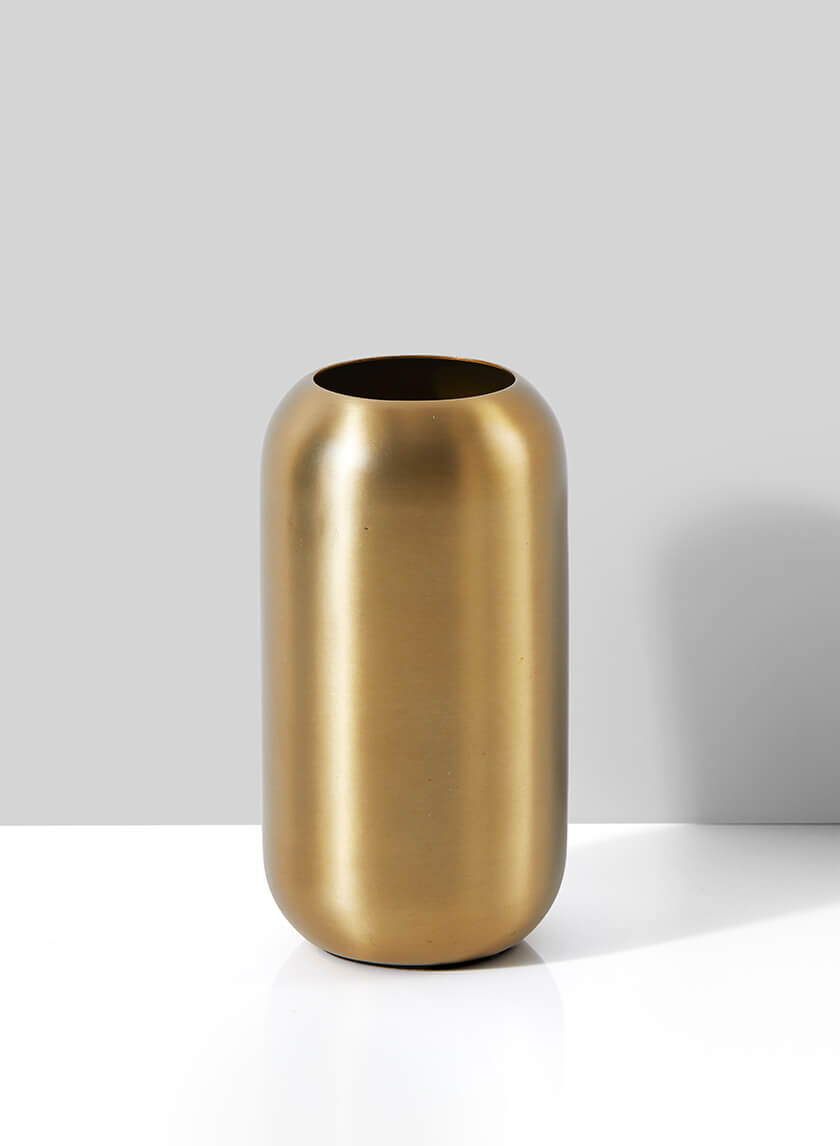 Bretagne Matte Gold Steel Capsule Vase, 5  1/2in H