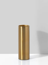 Bretagne Matte Gold Steel Cylinder Vase, 6in H