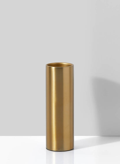 Bretagne Matte Gold Steel Cylinder Vase, 6in H