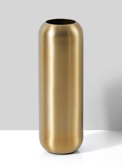 Bretagne Matte Gold Steel Capsule Vase, 8  1/2in H