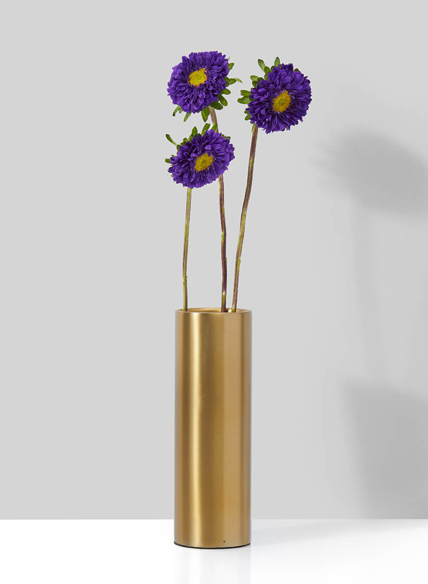 Bretagne Matte Gold Steel Cylinder Vase, 6in H