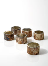 Ribbed Rust & Silver Tea Light Holders