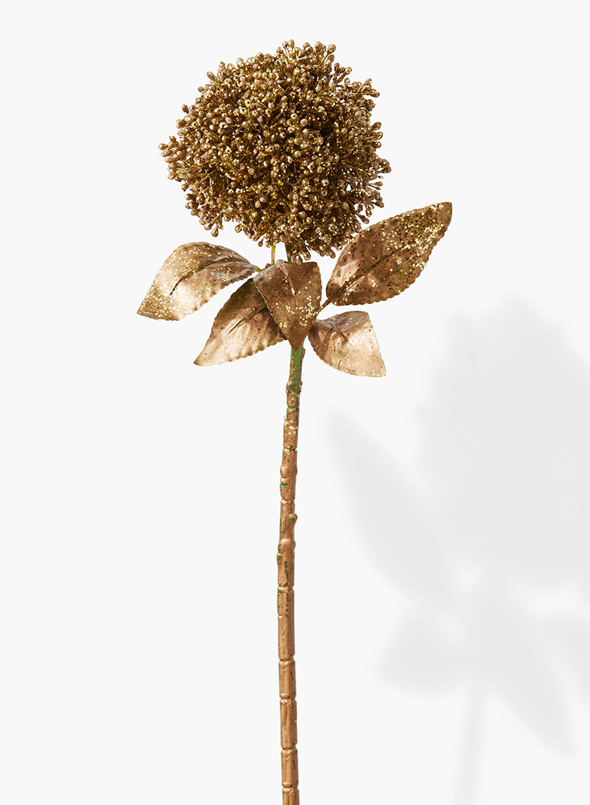 17in Gold Pom Pom Flower