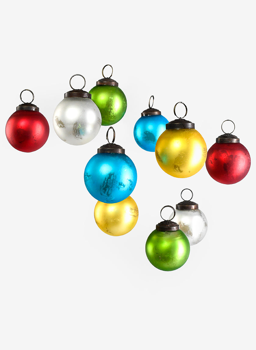 2in Matt Multi Color Glass Ball Ornament