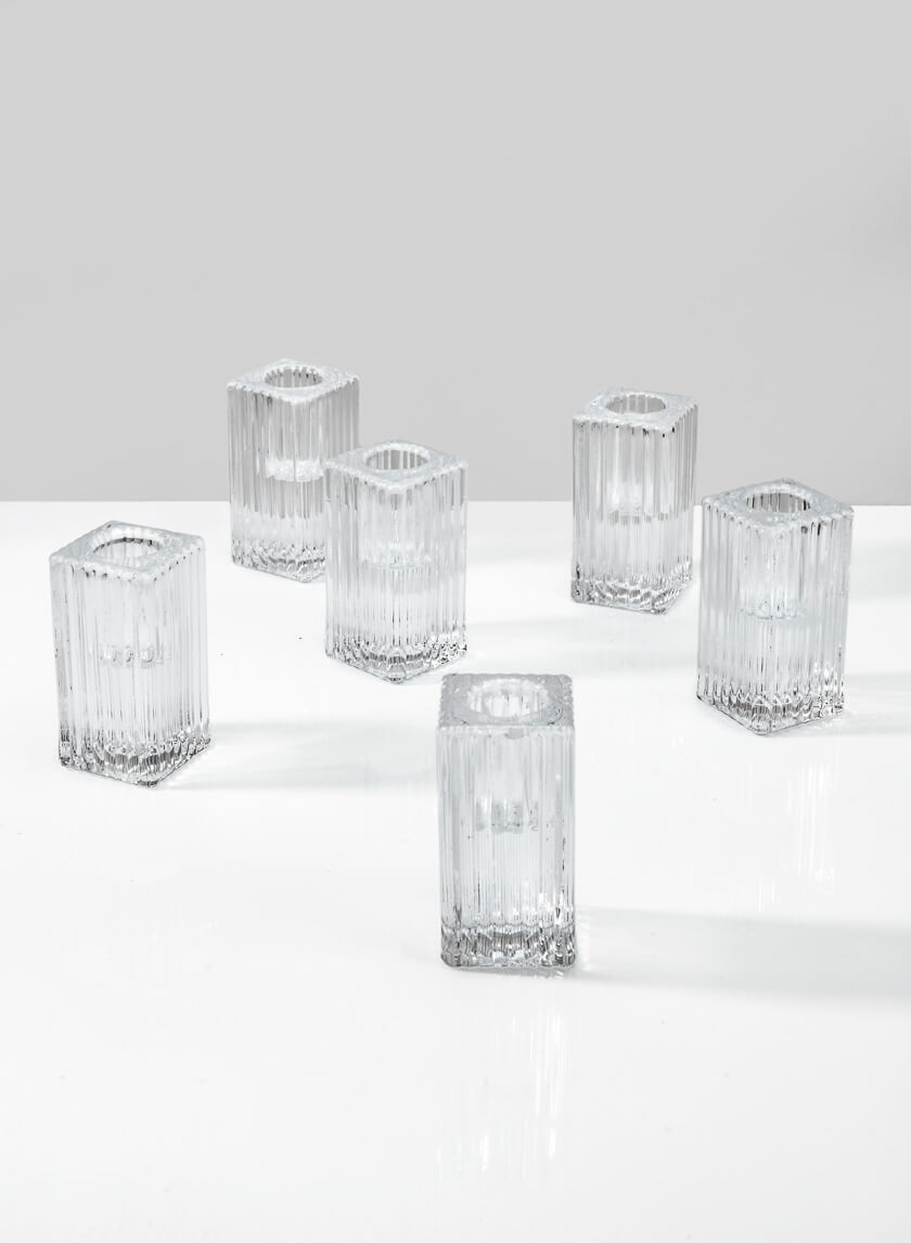 Fluted Glass Square Candlestick