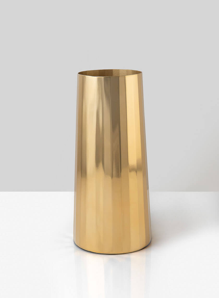 9in Le Mans Gold Faceted Vase