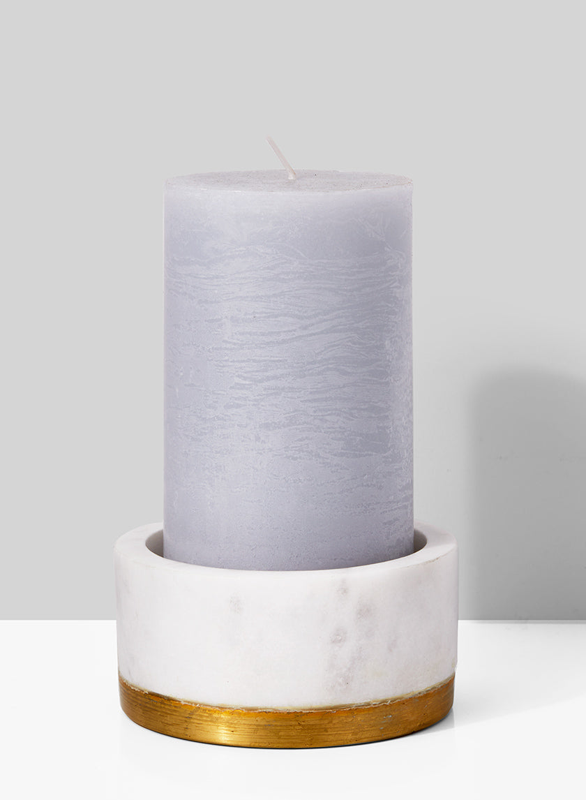 3 x 6in Rustic Cement Grey Pillar Candle