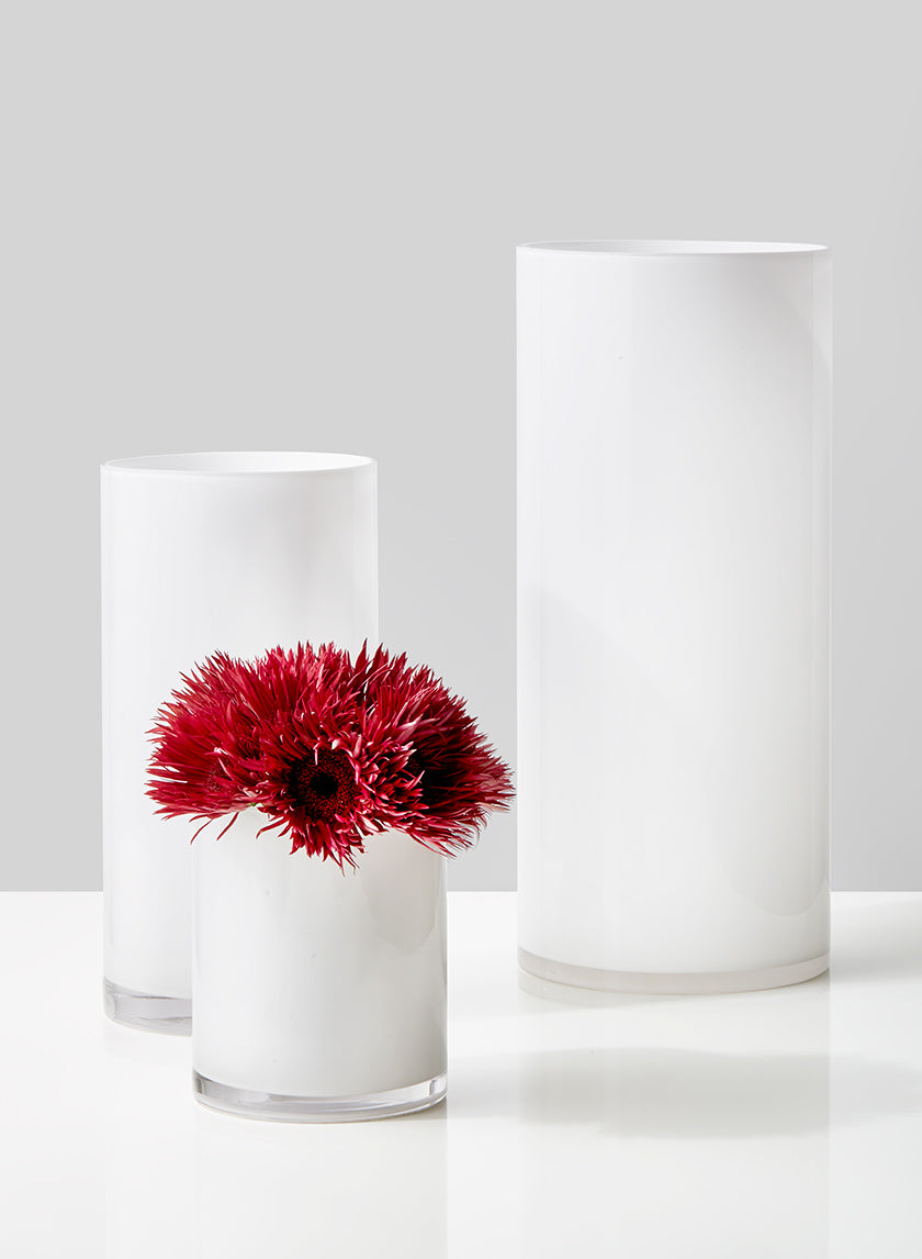 White Cylinder Glass Vases