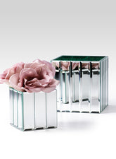 4in & 5 Â¾in Mirror Strips Cube Vases 