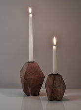 4in Inca Wood Block Candlestick