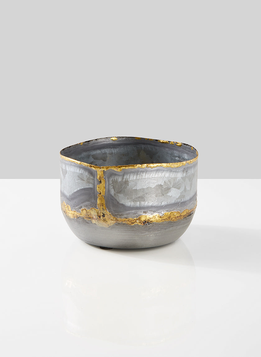 5in Zinc Bowl with Gold Accents