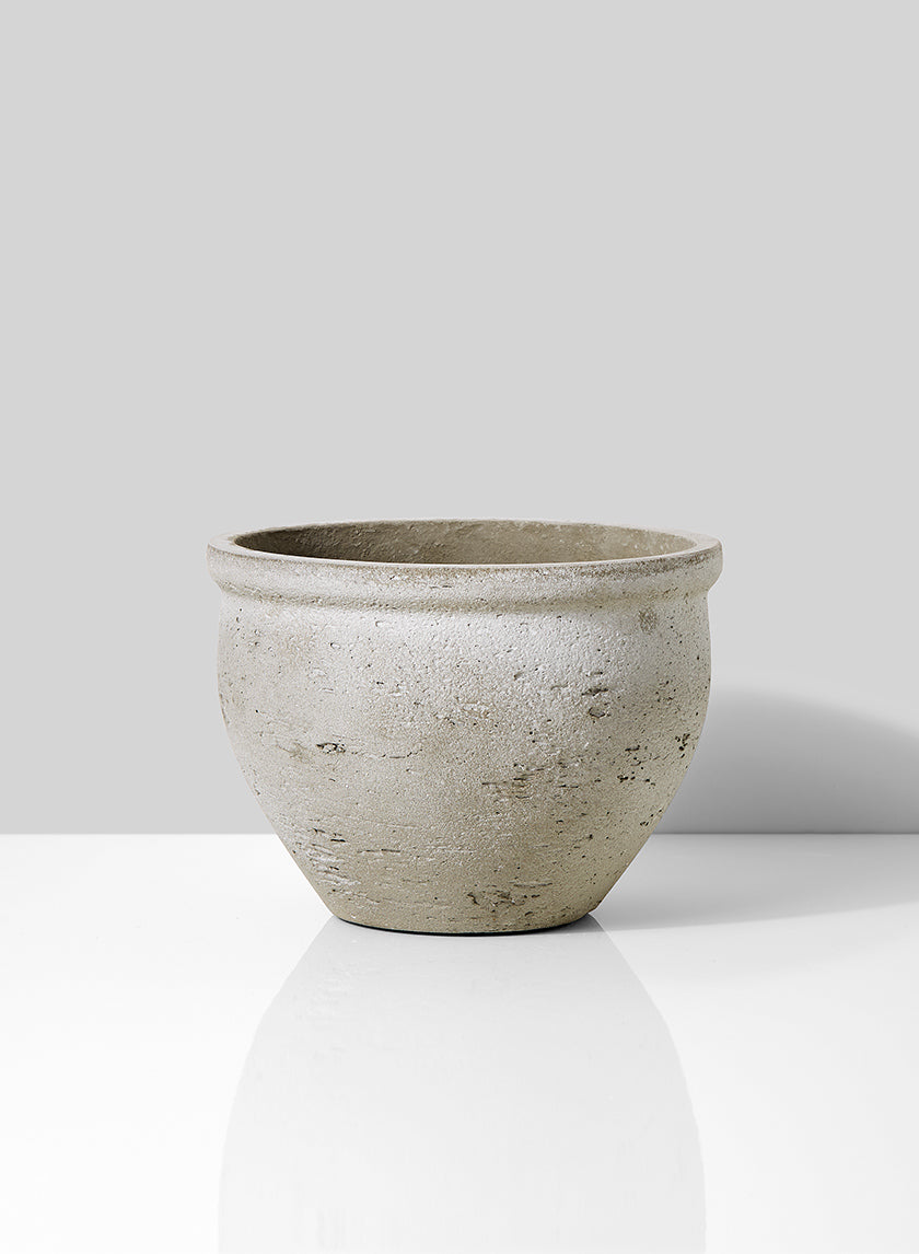 9in Round Natural Cement Fishbowl Pot