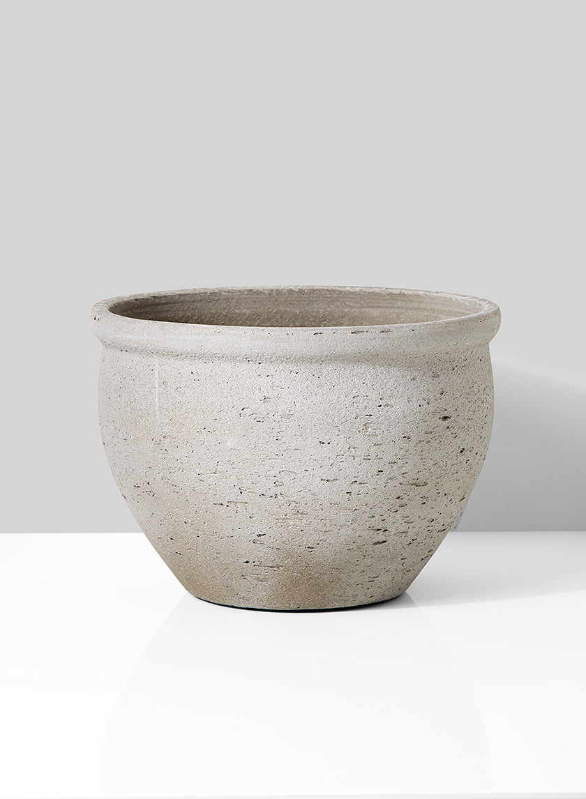 11 1/2in Round Natural Cement Fishbowl Pot