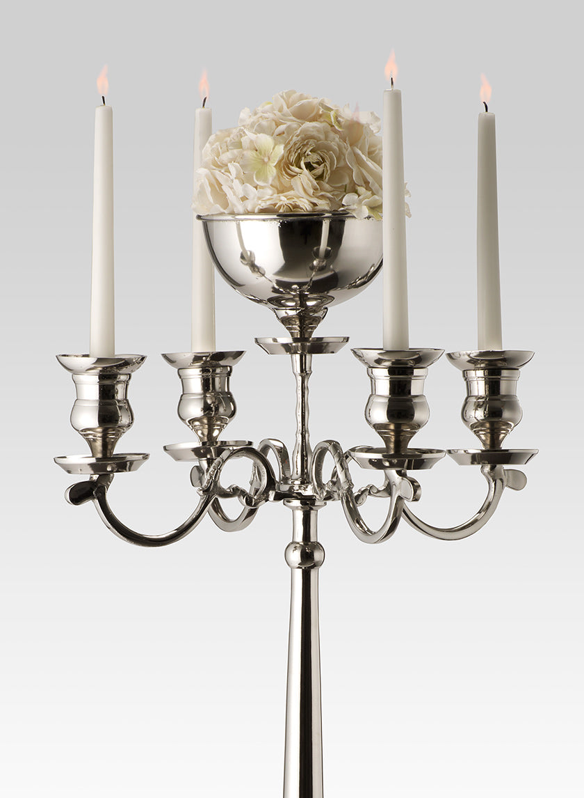 32in Nickel Candelabra With Bowl