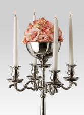 23  1/2in Nickel Candelabra With Bowl